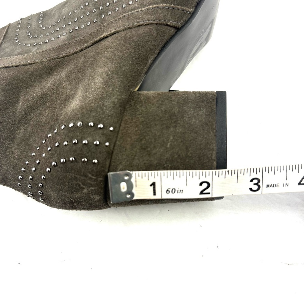 Diba Ankle Boots 9 Gray Studded Suede Leather Slip On Bootie Womens New - Picture 12 of 12